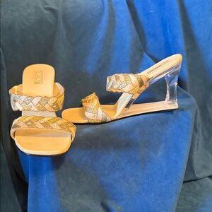 lords size 7 Gold and Clear Wedge Sandals